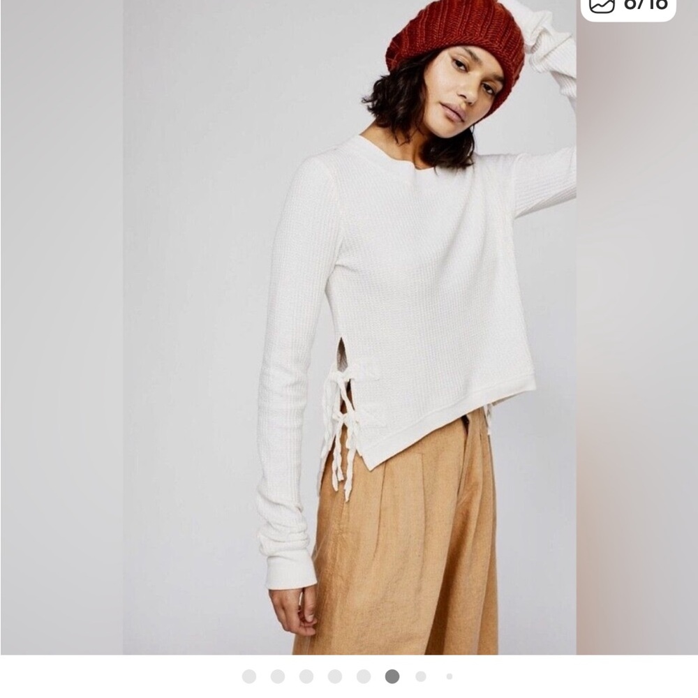 Free People FP One Waffle Knit Cropped Thermal - White